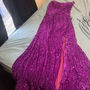Amazon Purple Sequin Prom Dress